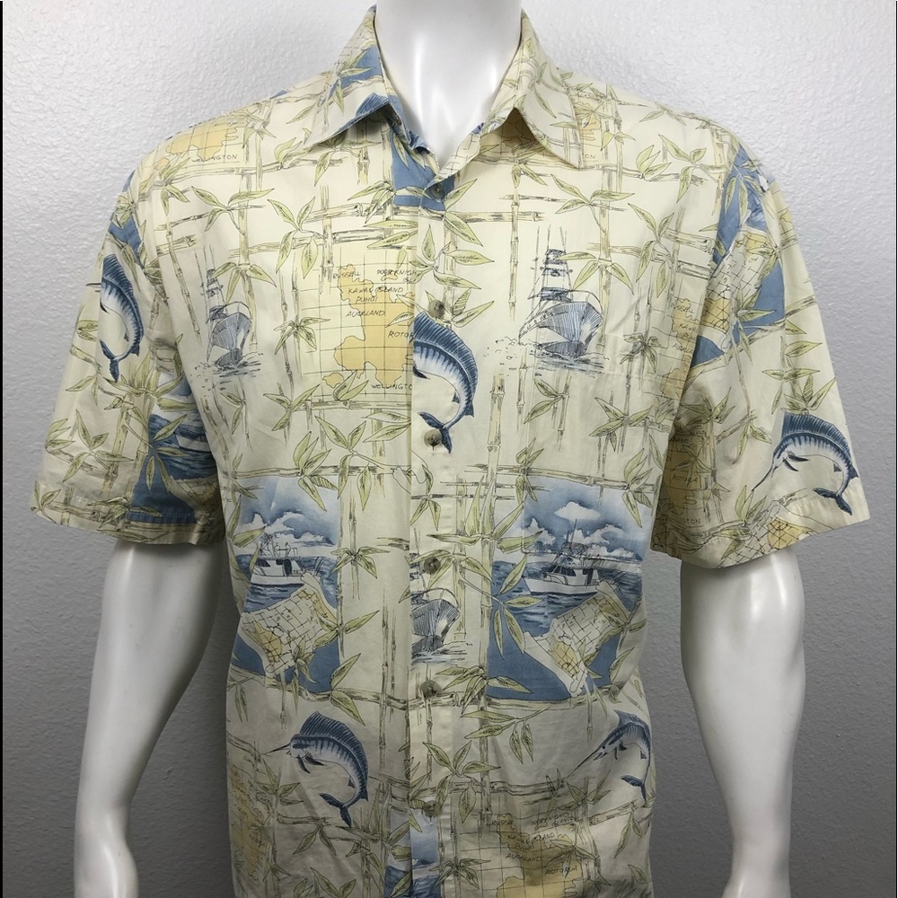 Campia Moda Hawaiian Tarpons Sailboats Shirt Large